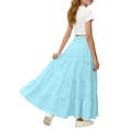 thumbnail image 2 of Cethrio Girls Ruffle Skirts, Casual High Waist Summer A-Line Kids Maxi Skirts Blue Size 14-16, 2 of 8