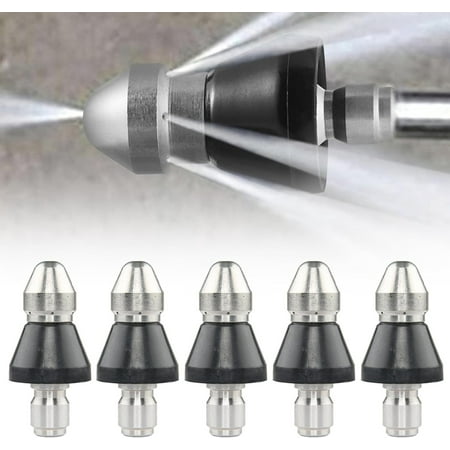 HARPI Stainless steel Washer Sewer Spout Nozzle 1/4 Inch Cleaning Sprayer Pipe Unclog Cleaning Accessories for Lawn and Garden 5x cleaning nozzles P