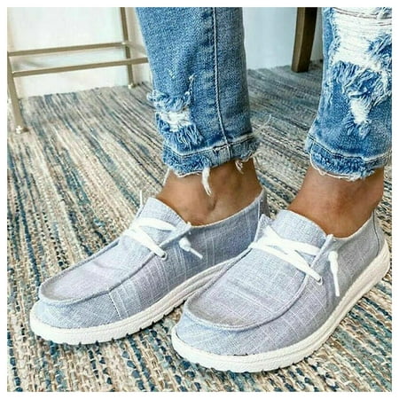 

Lace Up Flat Trainers Lightweight Non Slip For Outdoor Walking 39 Gray