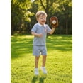 thumbnail image 4 of BemeyourBBs Toddler Baby Boys Summer Clothes Baseball Outfits Baseball Embroidery Striped Short Sleeve Turn Down Collar Shirt Tops and Pockets Shorts Set Infant Baby Girl Summer Outfits, 4 of 9