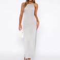 thumbnail image 1 of Vestido De Tirantes Sencillo Vestido largo hasta los tobillos para mujer Vestido maxi de fiesta elegante Vestido largo elegante y ajustado sexy Cgtredaw Plata Xs para Mujer, 1 of 1