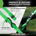 thumbnail image 6 of SmartStraps CarbonX Standard Duty Ratchet Tie Down Straps, 1" x 10 ft, 500 lb Safe Work Load, 1,500 lb Break Strength, Green, 2-Pack, 6 of 9