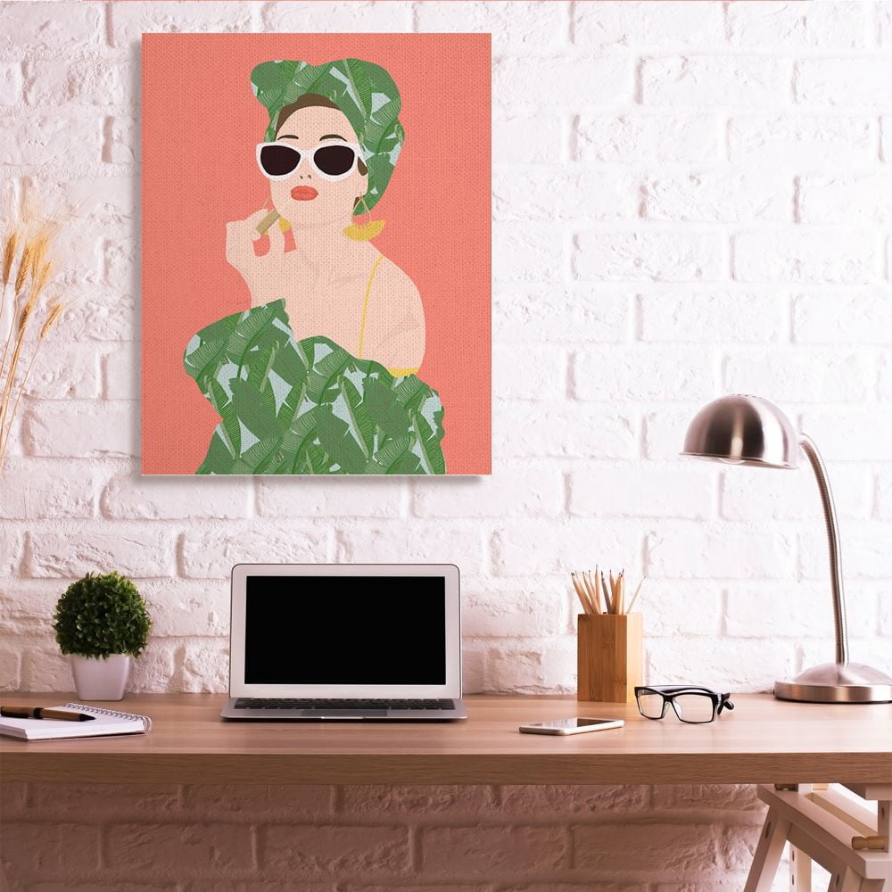 Stupell Industries Female Glamour in Tropical Fashion Lip Cosmetic Designed by Jen Bucheli