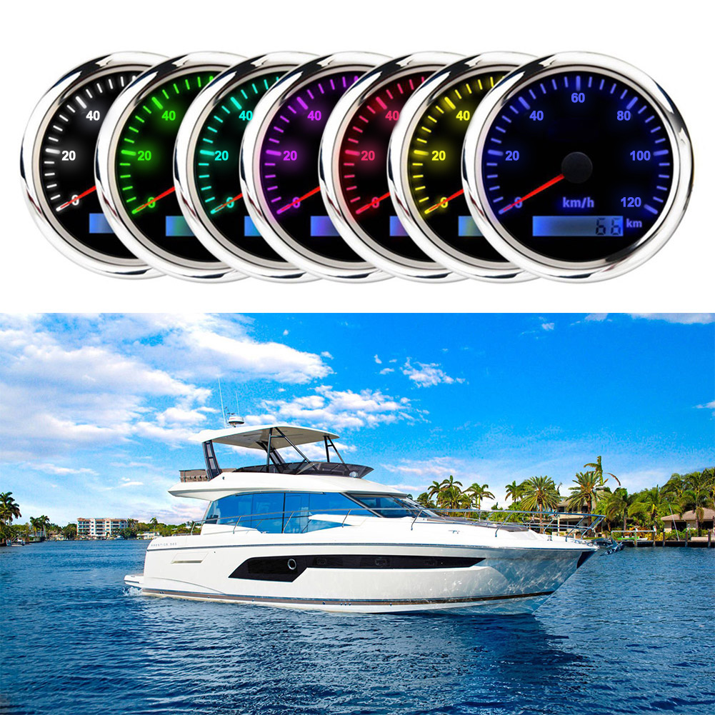 BESVEH 85MM GPS marine speedometer 060KM/H speedometer with 7 color