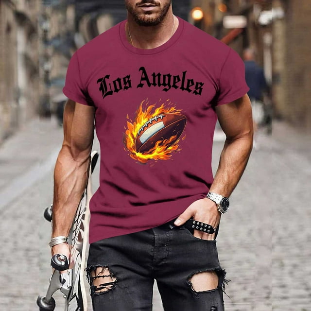 TaTaai T-Shirt Imprimé pour Hommes Manches Courtes Col Rond Ample Léger pour Printemps Été Sport Cadeau