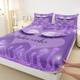 thumbnail image 3 of Homewish Fashion Purple Eyelashes Twin Sheet Sets, Dreamy Sequin Print Twin Fitted Sheet, Romantic Love Heart Flat Sheet, Lightweight Room Decor, 3-Piece, 3 of 7
