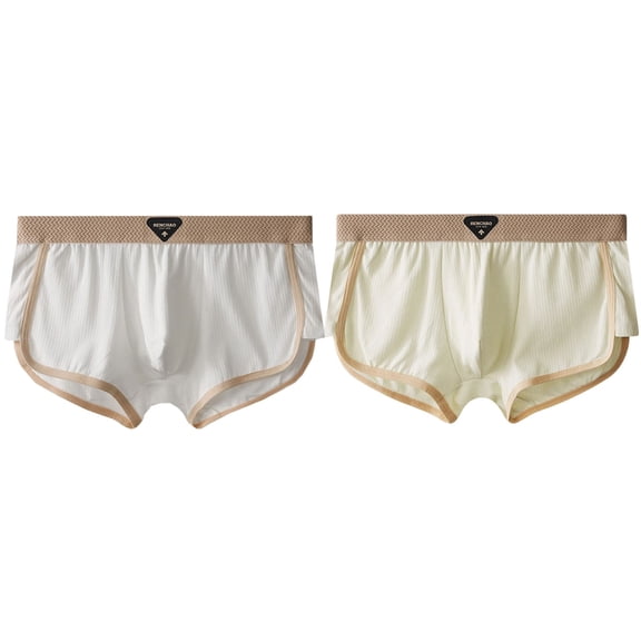 BELTNOV Men's Loose Cotton Breathable Split Side Boxer Shorts 2PC Multicolor