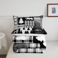 thumbnail image 3 of Bear Comforter Set Queen Size,Deer Hunting Woodland Rustic Cabin Bedding Set Adult,Camping Adventure Geometric Plaid Patchwork Down Comforter,Xmas Pine Tree Quilt Gray Black, 3 of 6