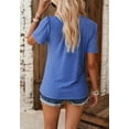 thumbnail image 5 of Round Neck Pleated Detail T-Shirt, Blue, X-Large, 5 of 5