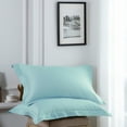 thumbnail image 4 of 100% Egyptian Cotton Pillow Shams Set of 2, Luxury and Soft Bed Pillow Covers, King , 20x36 inches, Aqua, 4 of 5