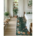 thumbnail image 3 of Moynesa 2'5''x8' Floral Runners for Hallways, Kitchen Runner Rug Ultra-Thin Soft Rug, Non-Slip Washable Rug Runner Stain Resistant Boho Rug Low-Pile Carpet Runner for Bathroom Bedroom,Dark Green, 3 of 7