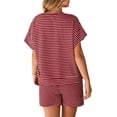 thumbnail image 5 of Womens 2 Piece Sets Summer Lounge Sets Striped Short Sleeve Oversized T Shirts Drawstring Shorts Matching Set, 5 of 7