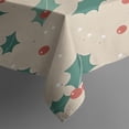 thumbnail image 5 of Beige Christmas Holly Pattern Square Tablecloth,Waterproof Square Table Cover,Wipeable Spillproof Washable Table Cover for Home Kitchen Party Decor 42"X42"(107x107cm), 5 of 6