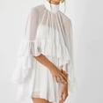 thumbnail image 6 of Women's See-Through Chiffon Mesh Top, Ruffle Hem Capelet Poncho, Sheer Bat Sleeve Blouse for Wedding, Evening Dress, and Beach Cover Up White, 6 of 9