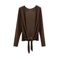 thumbnail image 2 of Women's Soft Cardigan Tie Front Long Sleeve Comfortable Lightweight Cardigans Tops for Casual Daily Wear Coffee XXL, 2 of 5