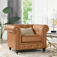 thumbnail image 3 of Pemberly Row Modern / Contemporary Armchair Caramel Tan Brown, 3 of 9