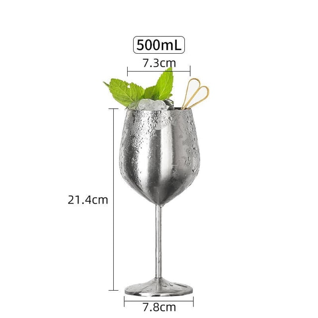 Copa Copas de vino de acero inoxidable de 500 ml,aisladas,irrompibles,de doble pared,para bebidas frías y calientes,juego de 1 (plateado) Rkxzt