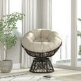 thumbnail image 4 of Flash Furniture Bowie Contemporary Wicker/ Steel Swivel Patio Chair with Cushion, Beige/Brown, 4 of 12