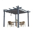 thumbnail image 1 of Pérgola de aluminio de 10x10 pies, pérgola exterior con toldo ajustable, marco reforzado para patio, jardín o terraza, color caqui, 1 of 7