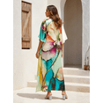 thumbnail image 2 of Oussum Plus Size Satin Kaftan Dress Vacation Boho​ Maxi Loose Fit Loungewear Caftan Fit Up to 1X to 3X, 2 of 2
