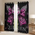 thumbnail image 3 of Homewish Pink Leopard Print Ribbon Black Out Curtains for Teen, King and Queen Curtains Pack of 2 (42x63 Each), Butterfly Damask Flower Bedroom Curtains, Living Room Curtains Decor, 3 of 7