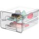thumbnail image 1 of Organizador de maquillaje con 2 cajones. Caja de plástico con 2 cajones, caja apilable plana para cosméticos, accesorios, juguetes, artículos de papelería, oficina - Transparente, 1 of 5