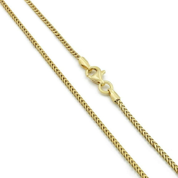 14K Yellow Gold 1mm Solid Franco Chain, FREE Microfiber Cloth, Square Box Link Mens Womens Necklace, Giorgio Bergamo