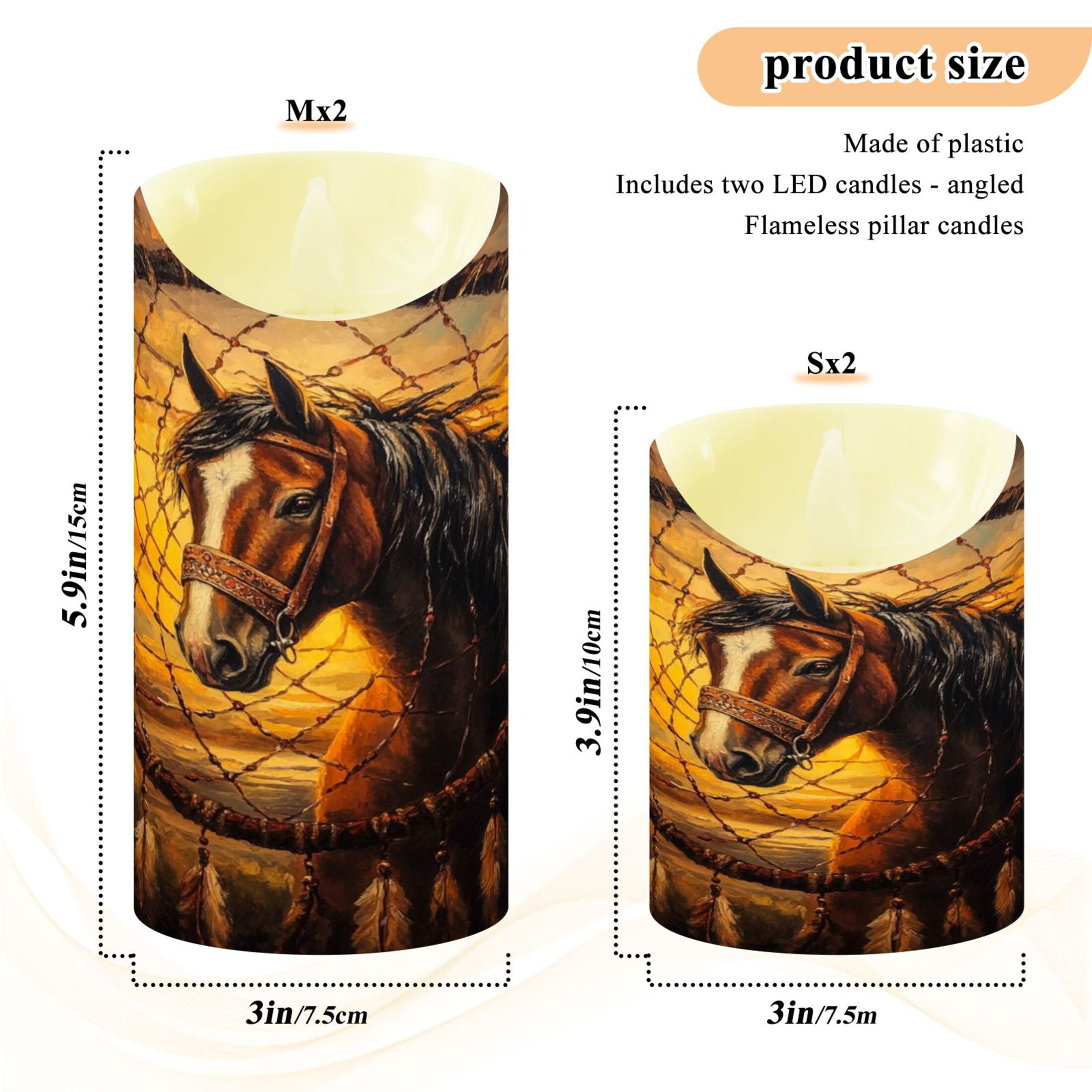 Wobogo The Sunset Stallion Flameless Candles with Remote Battery Operated Flickering LED Candles with Timer 2/4/6/8H Medium Size