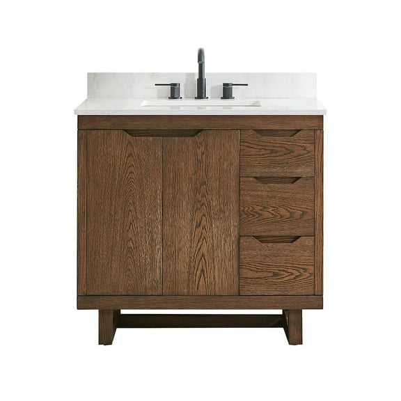 Altair-13 36" Single Bathroom Vanity in Brown Brushed Oak with Grain White