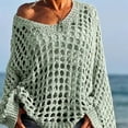 thumbnail image 6 of Women's Casual Solid Color Crochet Knitted Top,Casual Long Sleeve Loose  Hollow Out Knit Pullover Tops, 6 of 9