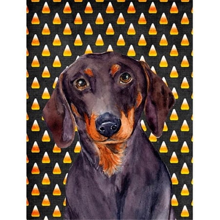 11 x 15 in. Dachshund Candy Corn Halloween Portrait Garden Size Flag
