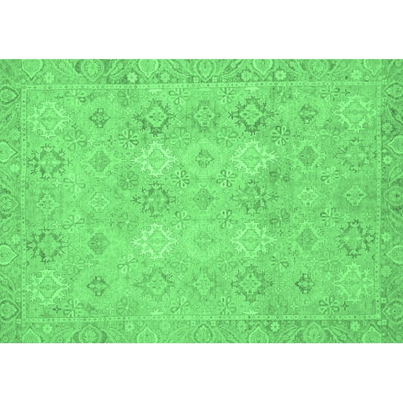 Ahgly Company Indoor Rectangle Oriental Emerald Green Modern Area Rugs, 2' x 4'