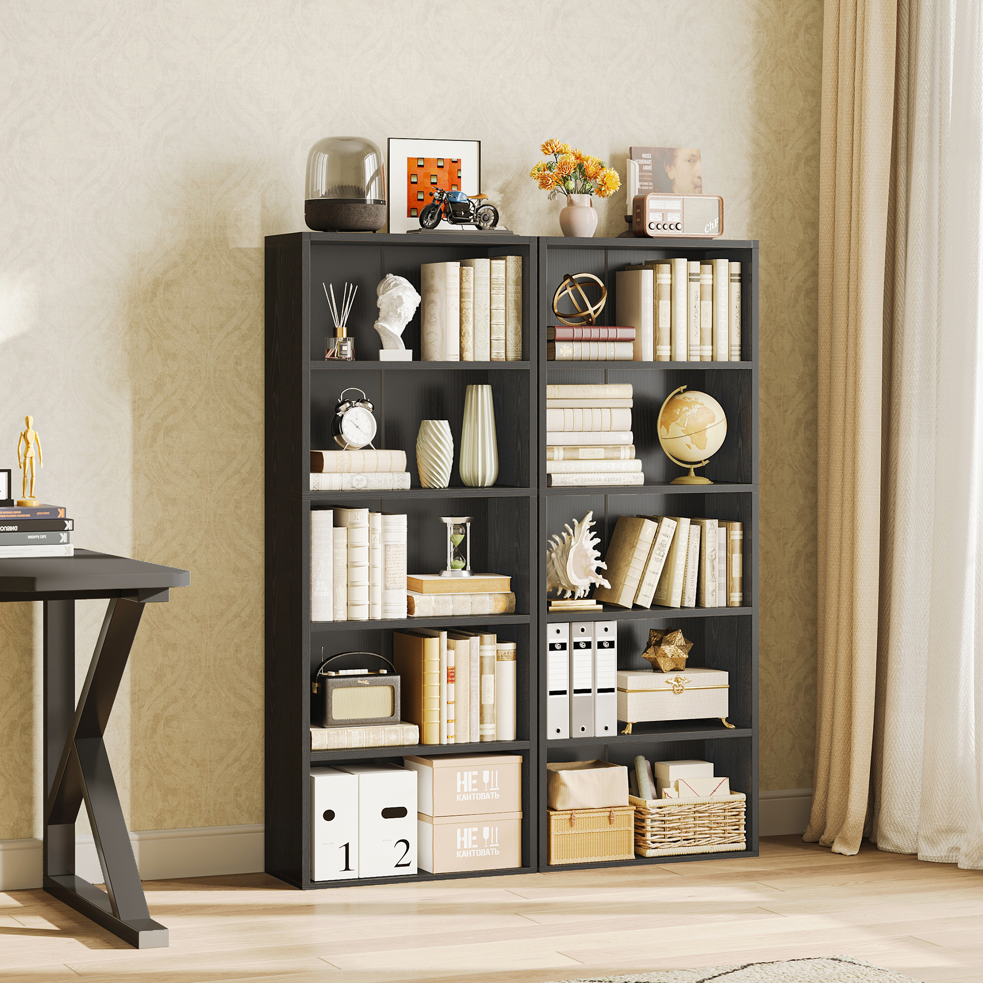 Casacomoda 5-Tier Tall Bookshelf, Black photo 7