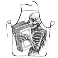 thumbnail image 5 of Uemuo Skeleton Book Lover Printed Bib Apron, Adjustable , Water and Oil Resistant, Cooking Kitchen Chef Apron for Women Men, 5 of 5