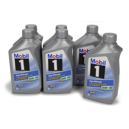 Mobil 1 (103535-6PK High Mileage 10W-30 Motor Oil, 1 Quart, (Pack of 6)