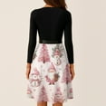 thumbnail image 6 of Christmas Dresses for Women Women's Casual Fashion Round Neck Long Sleeve Christmas Printed Party Vintage Long Dresses for Holiday Gathering,Pink,2XL, 6 of 7