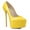 Yellow, variant on FSJ Women Closed Almond Toe Slip on Pumps Glossy Platform Stiletto High Heels Night Club Party Dress Daily Shoes Size 8 Pink