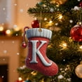 thumbnail image 1 of BAOPAI 26 Letters Enduring Acrylic Christmas Stocking Ornaments Personalized Alphabet Hanging Decor With Festive Bows Baubles For Holiday Tree Home Office Party Decoration Gift, 1 of 4