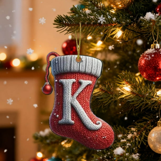 Hogar y jardín, Decoración navideña, Adornos navideños acrílicos de 26 letras para colgar en el árbol de Navidad, regalo festivo, Decoraciones para festivales