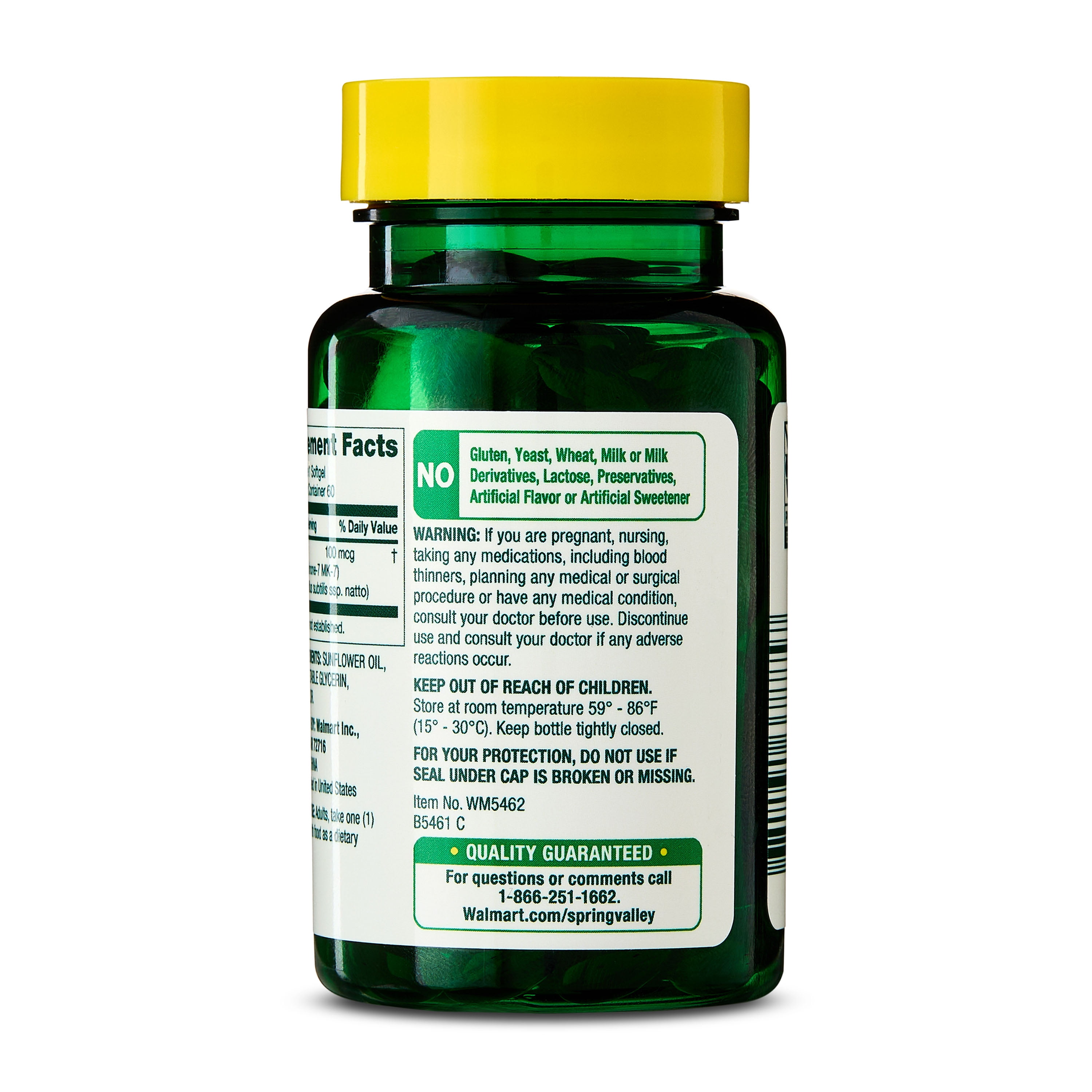 (3 pack) Spring Valley Vitamin K2 100mcg Soft Gel Capsules for Bone Health, 60 Count