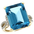 thumbnail image 1 of 14K Yellow Gold Diamond Natural Swiss Blue Topaz Ring Emerald-cut 16x12mm, size 5.5, 1 of 4