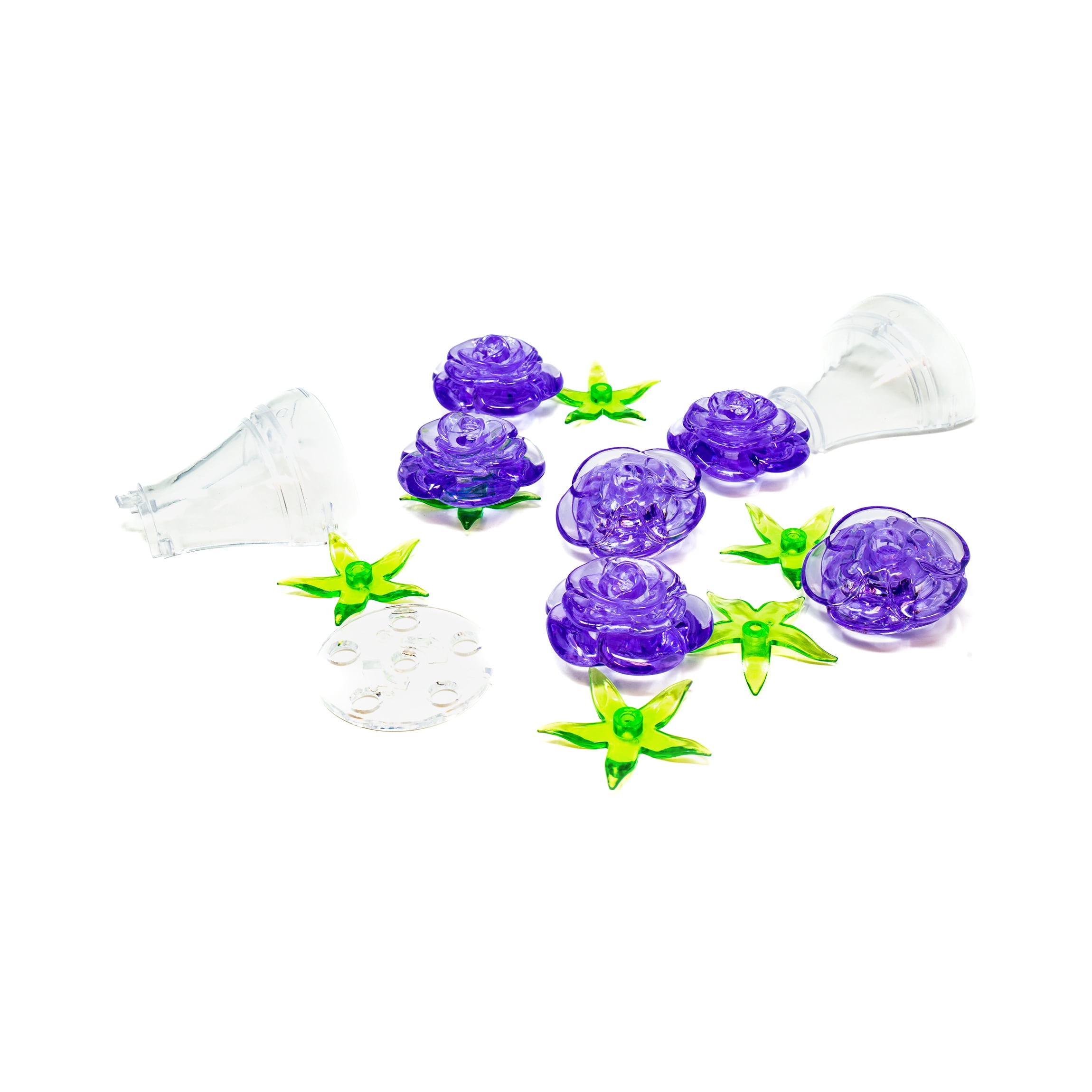 AreYouGame.com 3D Crystal Puzzle - Roses in a Vase (Purple): 47 Pcs