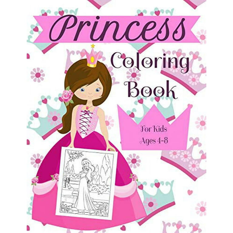Princess Coloring Book: 50 Beautiful and Cute Large Coloring Princesses for  Girls Kids Ages 6-8, ages 8-12 or teens | A Great Gift (Large Print
