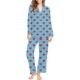 thumbnail image 5 of Xmyrz Valentine's Day Two Piece Pajama Set For Women Heart Shaped Printed Stylish Recreation Long Sleeved Pants Set Sleepwear Pj Outfit Sets, 5 of 5