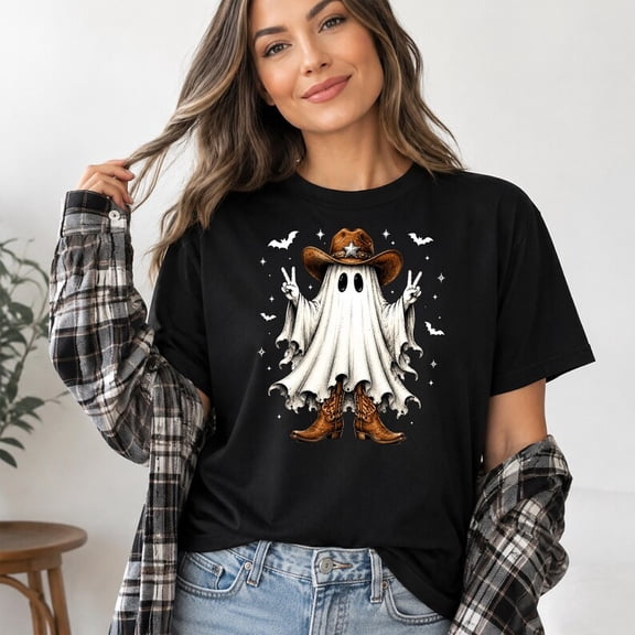 Cute Western Halloween Shirt, Cowboy Ghost Boots Tee, Country Spooky Cowgirl Top for Women, Western Fall Gift
