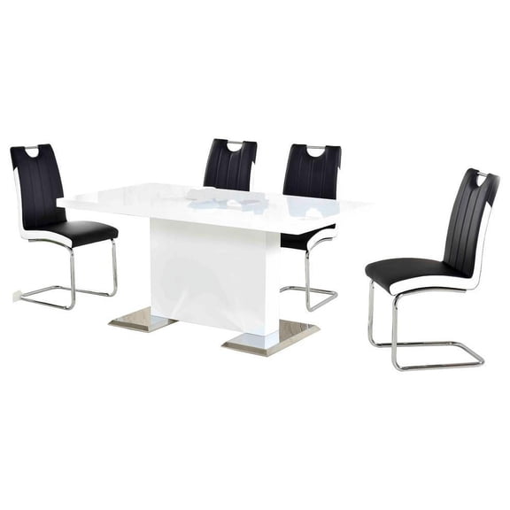 Best Master Bono 5-Piece Modern Solid Wood Dining Set in White