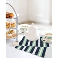 thumbnail image 4 of Green Navy Blue Striped Kitchen Dish Towels for Drying Dishes Set of 2, Chic Abstract Lines Geometric Waffle Weave Microfiber Hand Tea Bathroom Towels Quick Dry & Absorbent Towel 12x12, 4 of 7