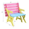 thumbnail image 3 of Kids Outdoor Picnic Table Set with Bench, 2 In 1 Colorful Toddler Activity Table, Wooden Children Table and Chair Set for Indoor Garden Patio Yard, 3 of 8