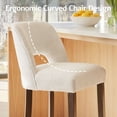 thumbnail image 3 of Usaint Chenille Bar Stools Set of 2, 26" Counter Height Barstools, Mid-Century Wooden Kitchen Island Chairs for Dining Room, Cream, 3 of 9