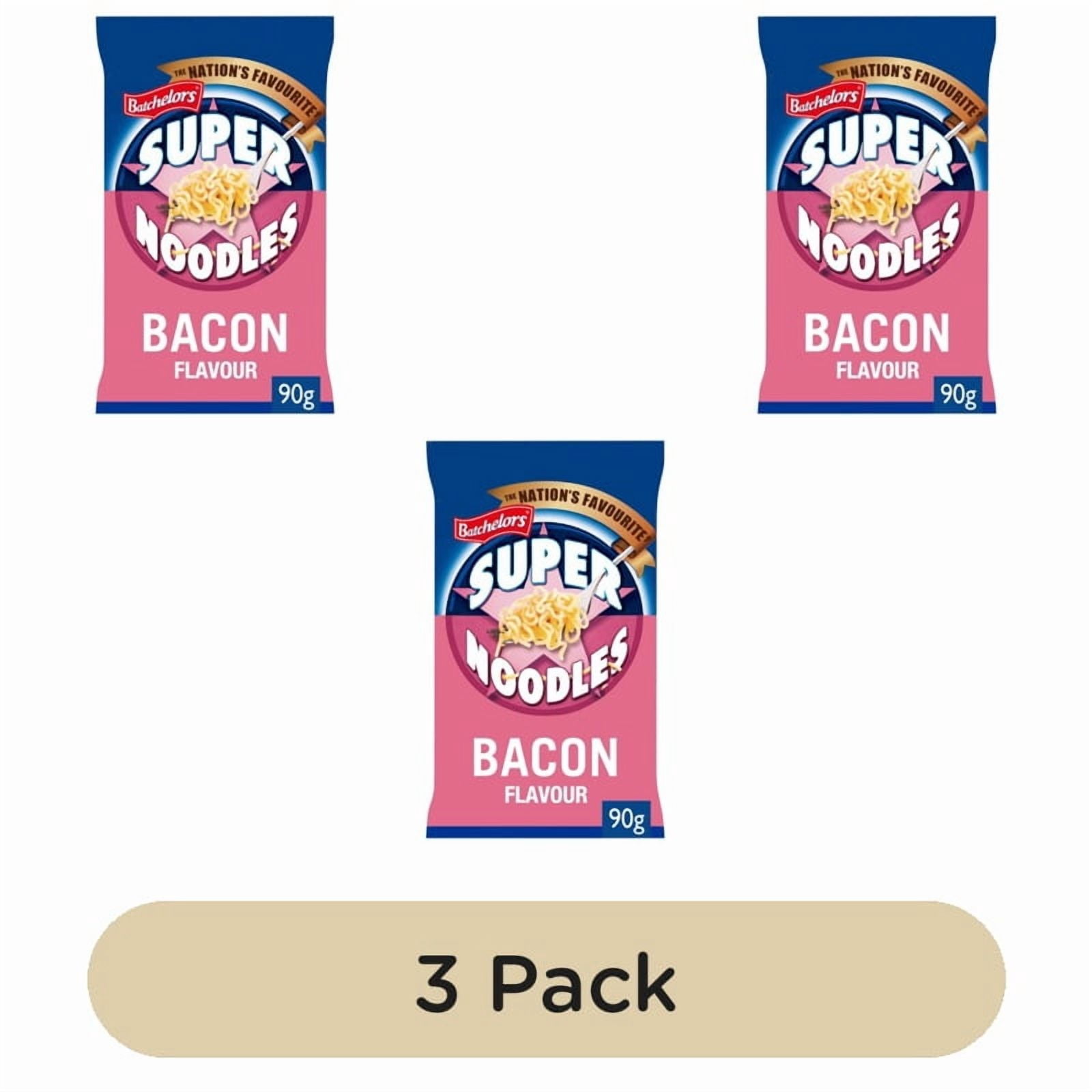 Batchelors Super Noodles Bacon Flavour Instant Noodles 90g, British Import (Pack of 3)